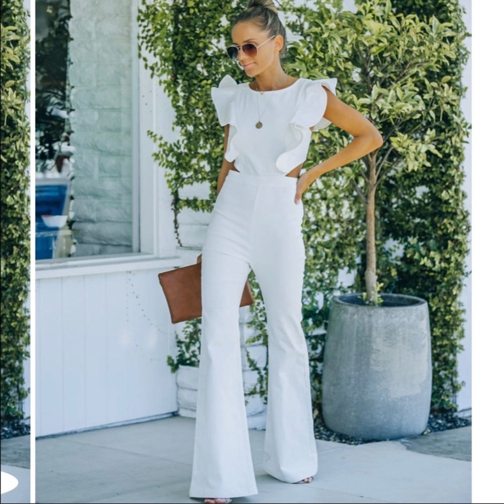 Vici Dolls White Denim Jumpsuit Size Small